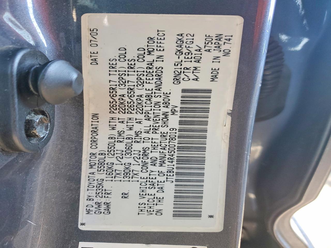 2005 Toyota 4runner SR5