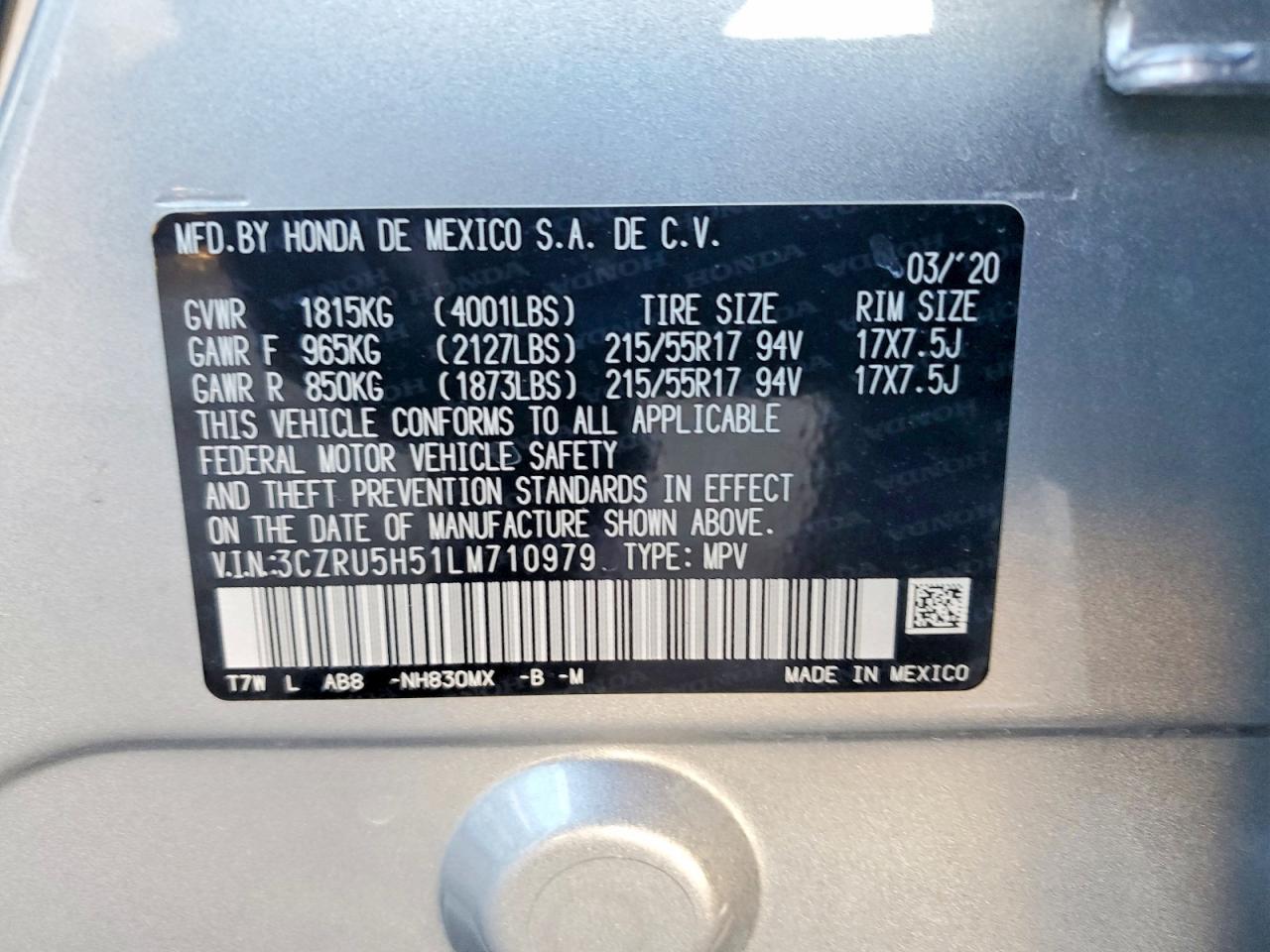 2020 Honda Hr-v ex