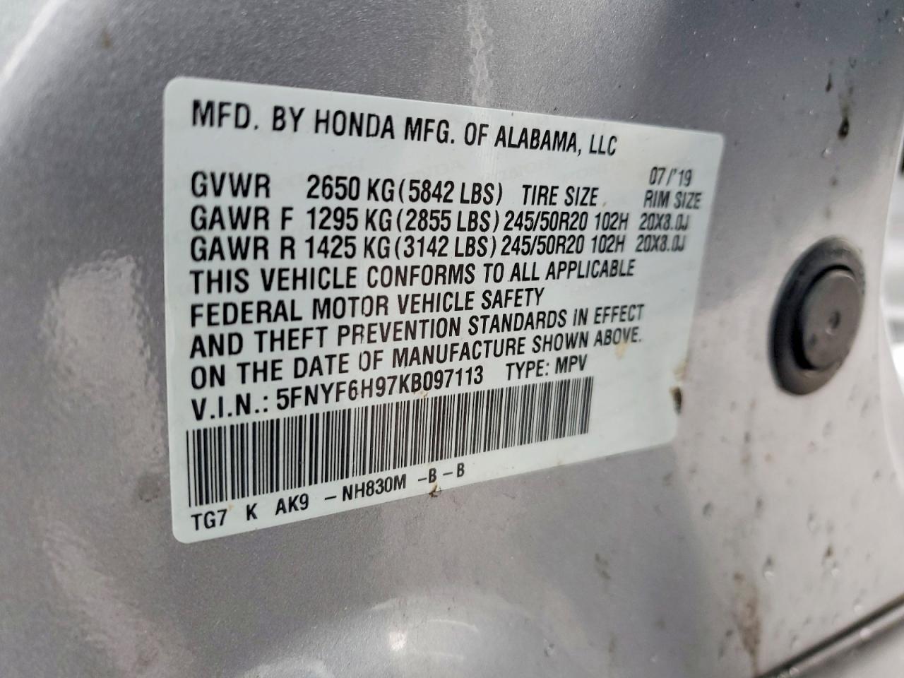 2019 Honda Pilot Touring