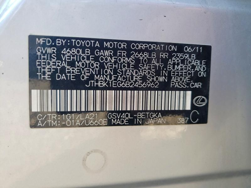 2011 Lexus Es 350 Base