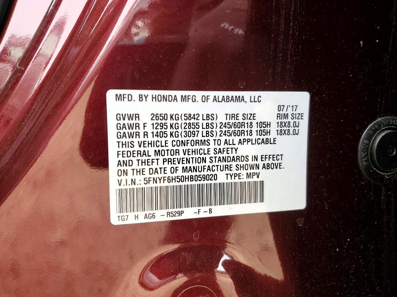 2017 Honda Pilot exl