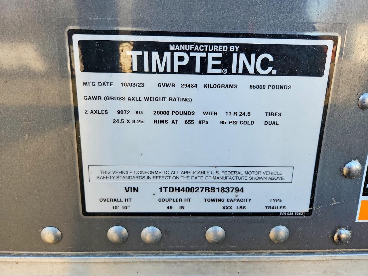 2024 Timpte TE Grain Trailer