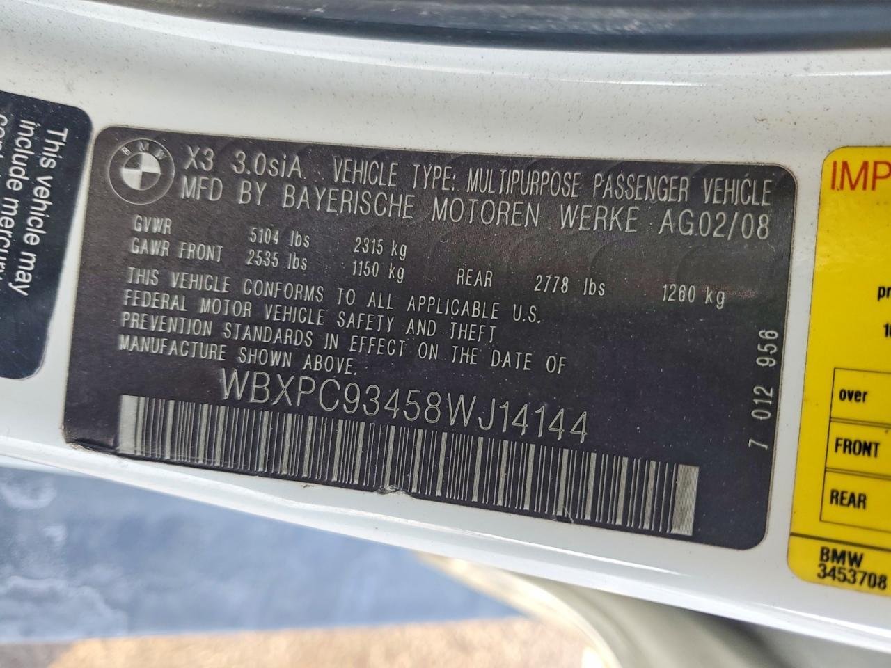 2008 BMW X3 3.0si