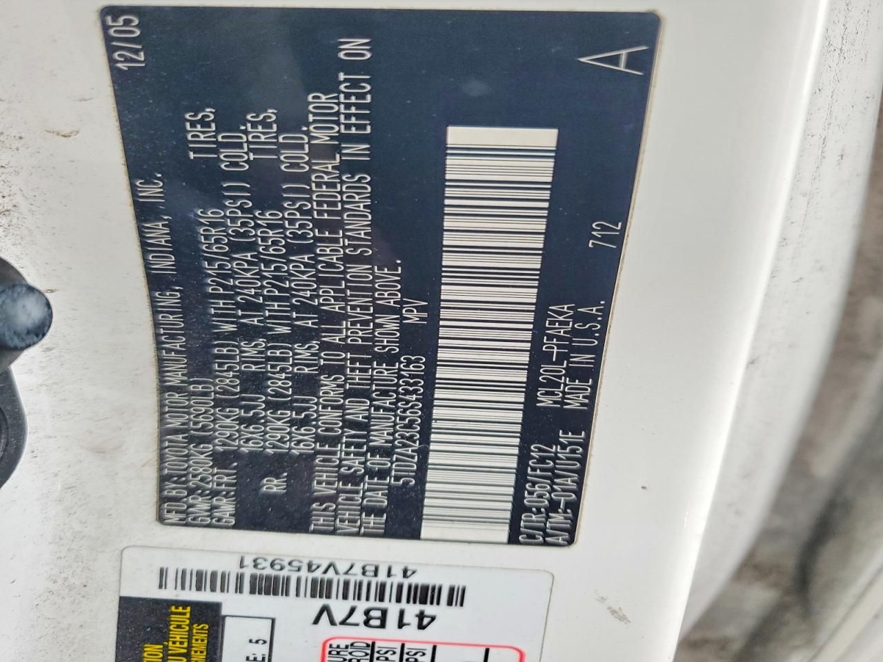 2006 Toyota Sienna le 7 Passenger