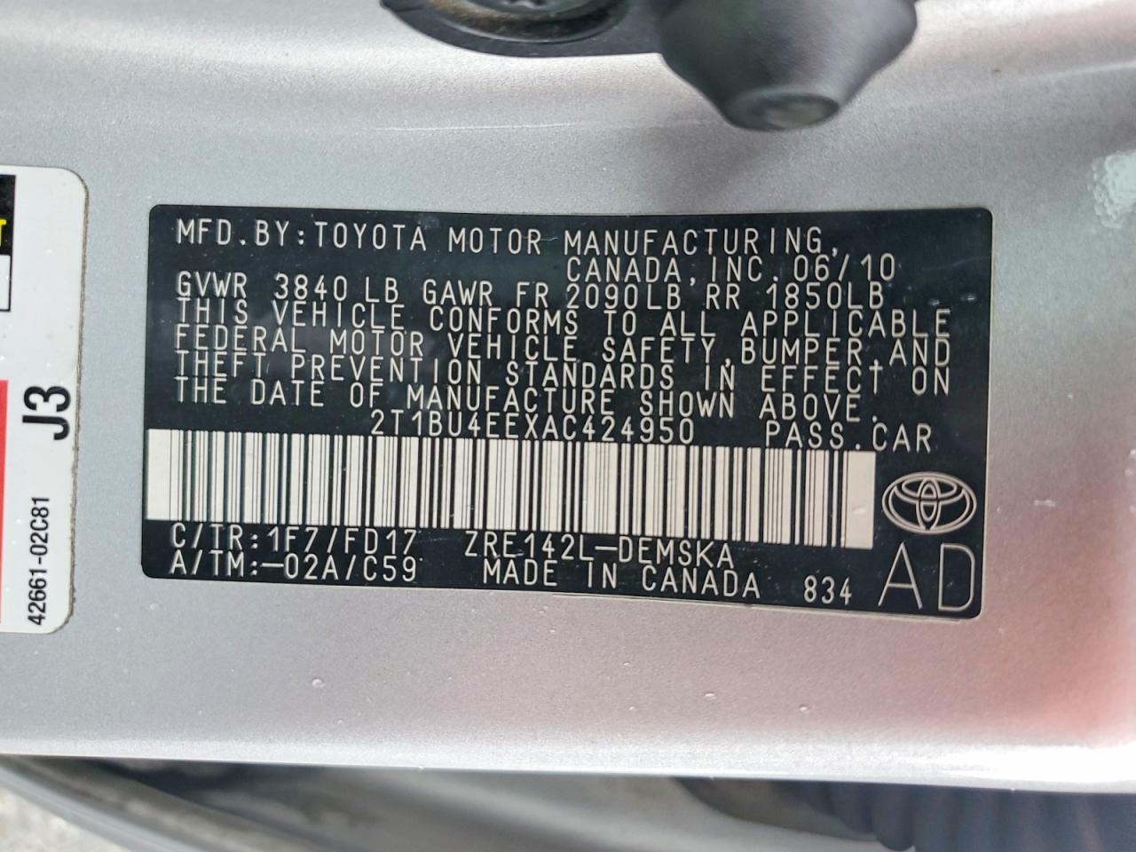 2010 Toyota Corolla Base