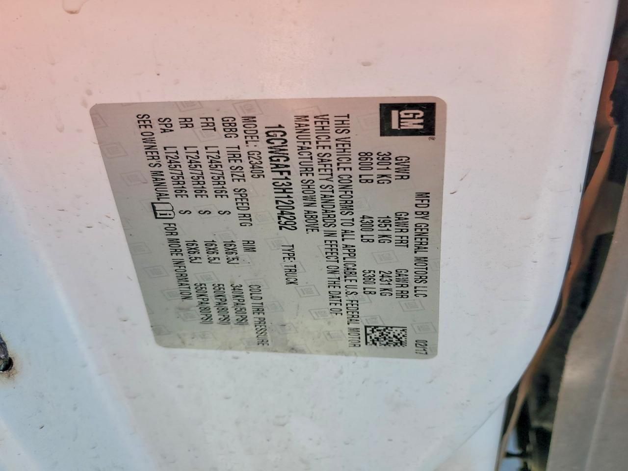 2017 Chevrolet Express G2500