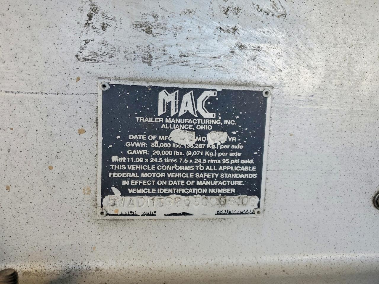 2003 MAC END Dump Trailer