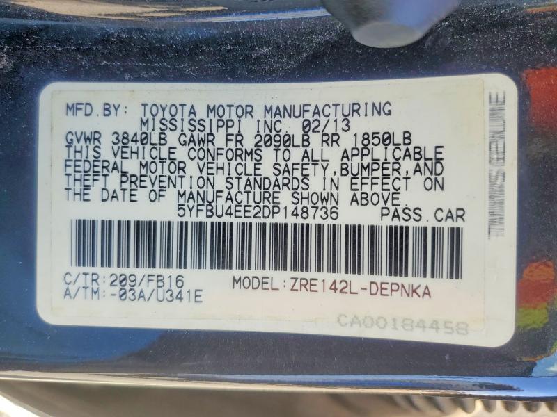 2013 Toyota Corolla le