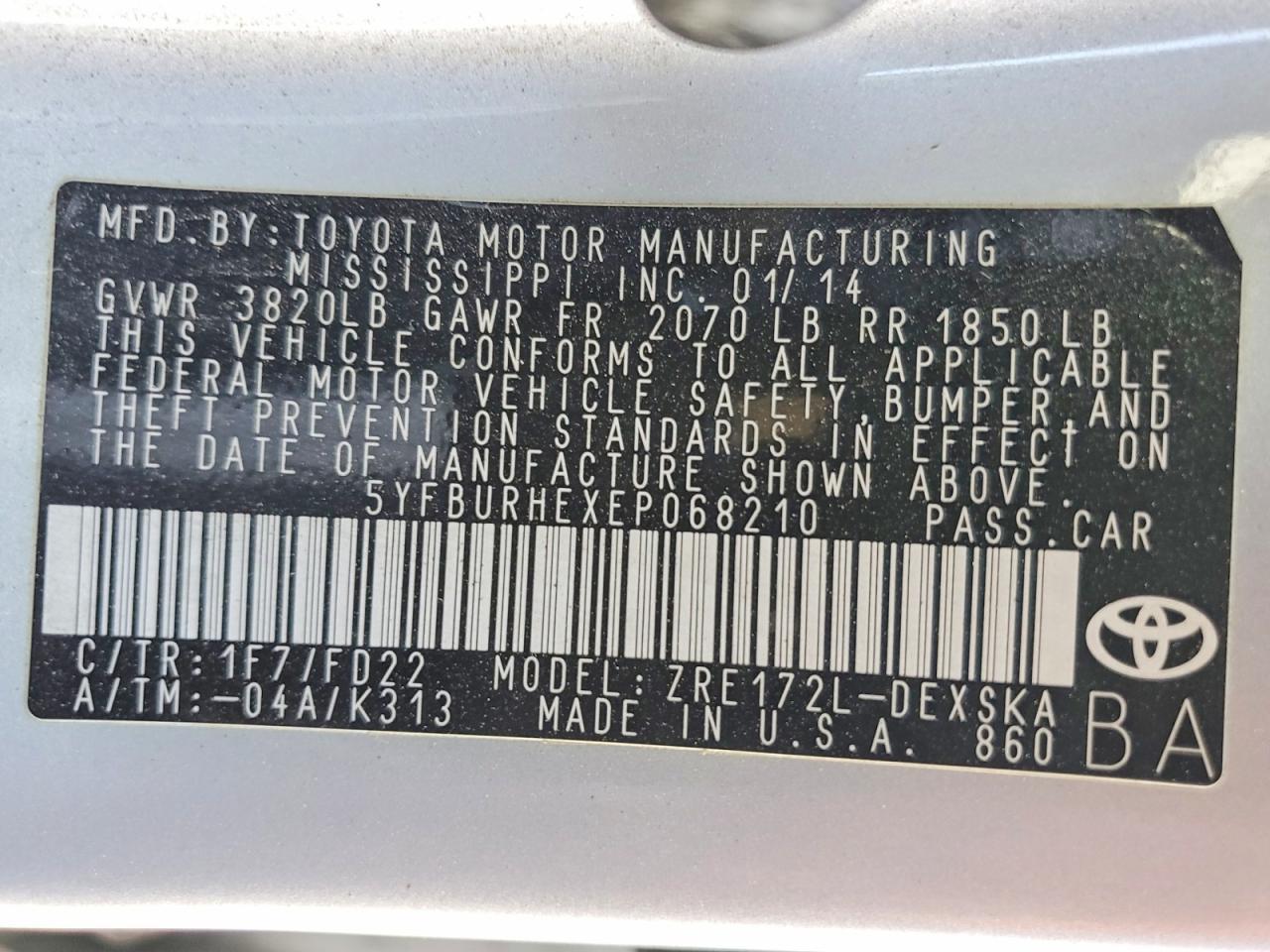 2014 Toyota Corolla l