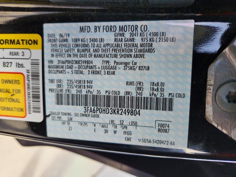 2019 Ford Fusion se