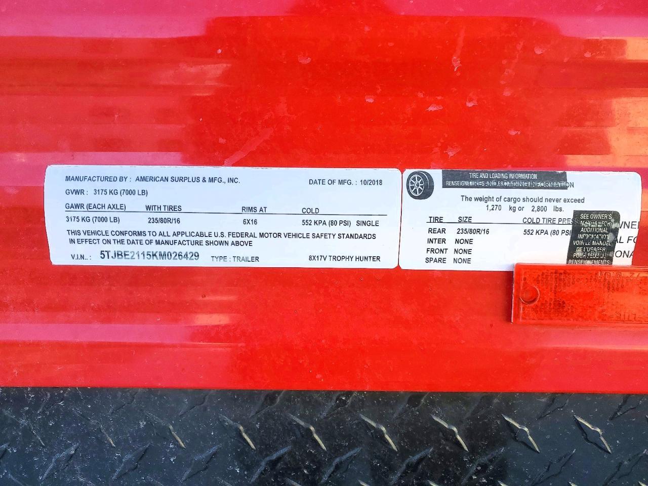 2019 Ivby 8X17V Trop