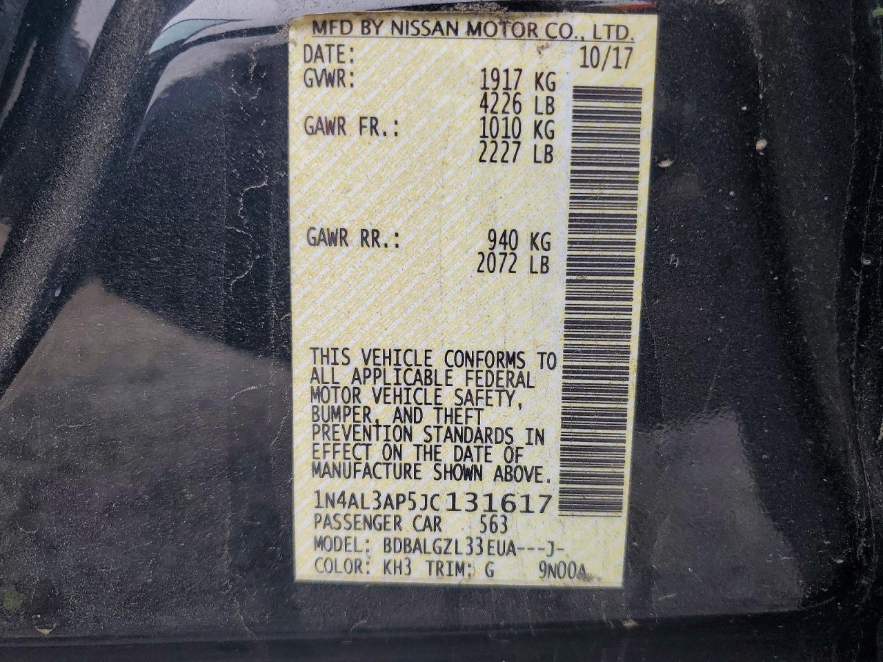 2018 Nissan 2018 Niss Altima 2.5