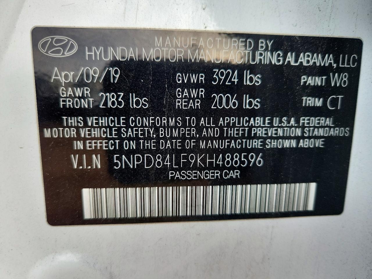 2019 Hyundai Elantra sel