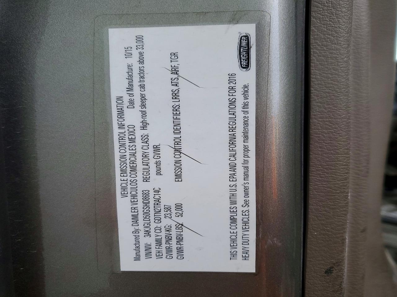 2016 Freigliner 2016 Freightliner Cascadia 1-Semi Truck