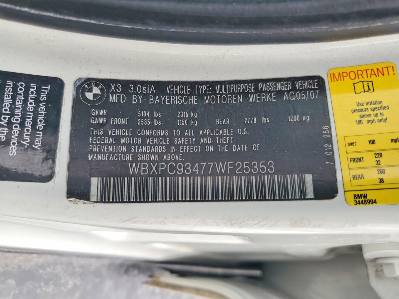 2007 BMW X3 3.0si