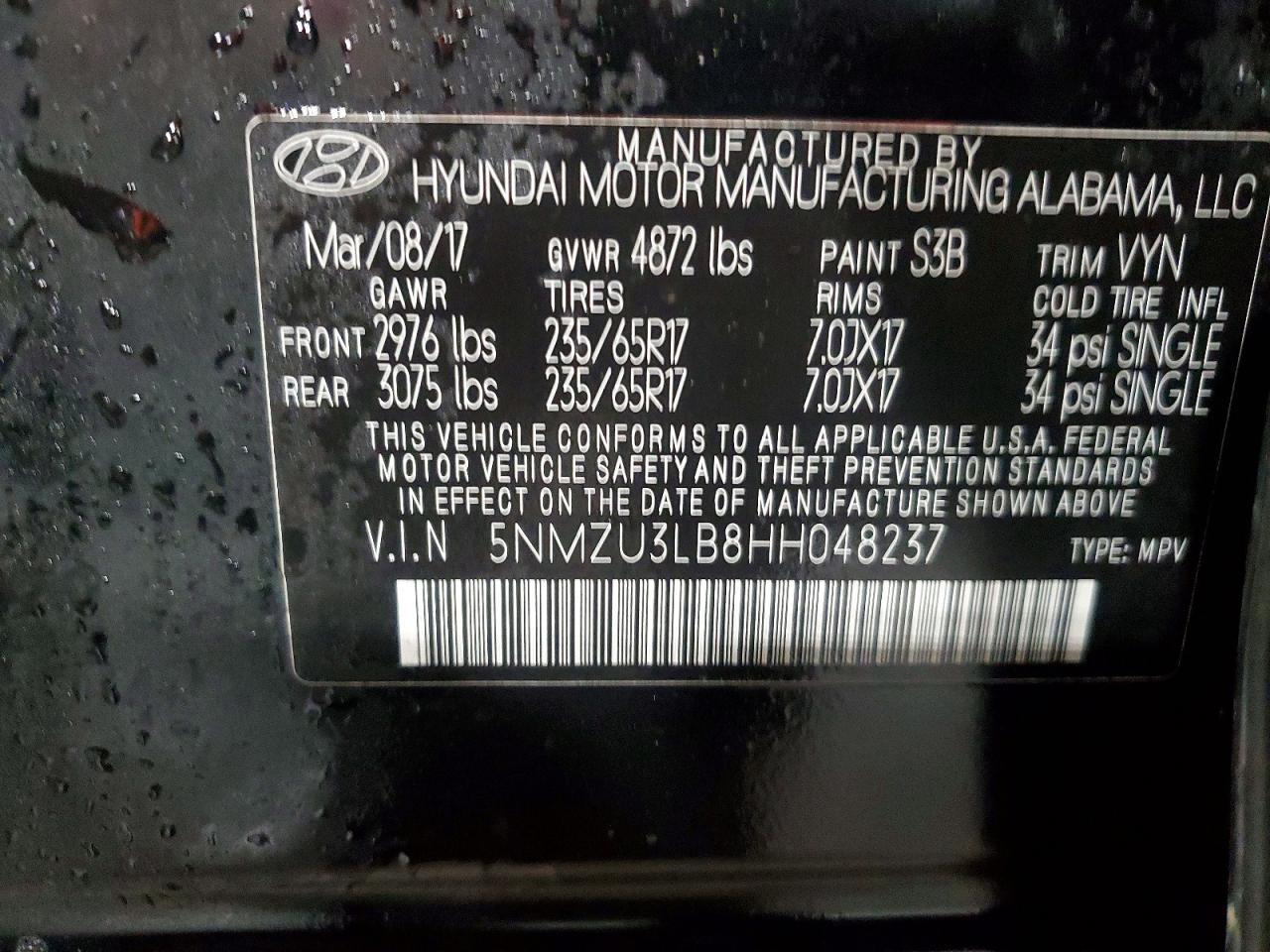 2017 Hyundai Santa fe Sport 2.4l