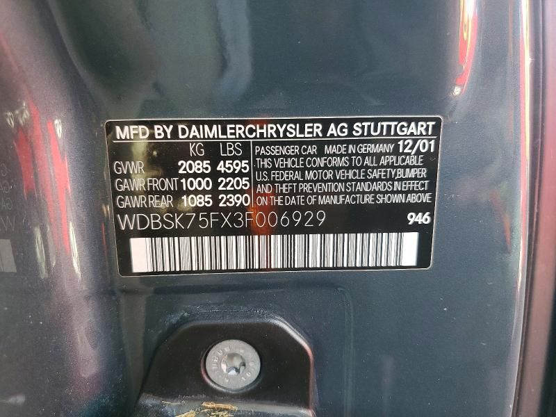 2003 Mercedes-Benz Sl 500r