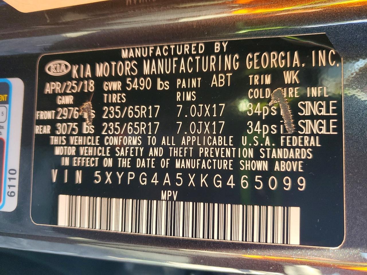 2019 KIA Sorento lx V6