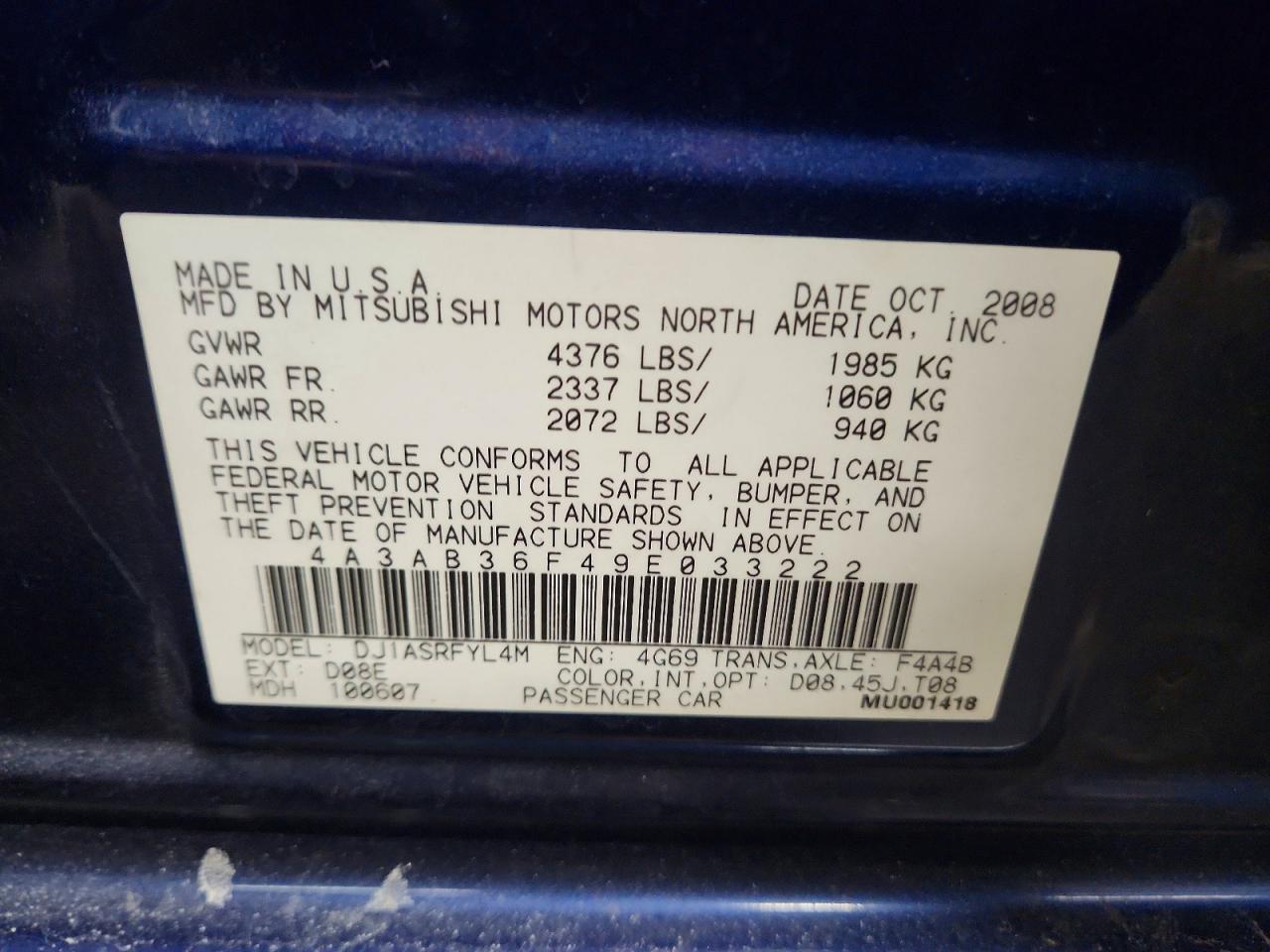 2009 Mitsubishi Galant es