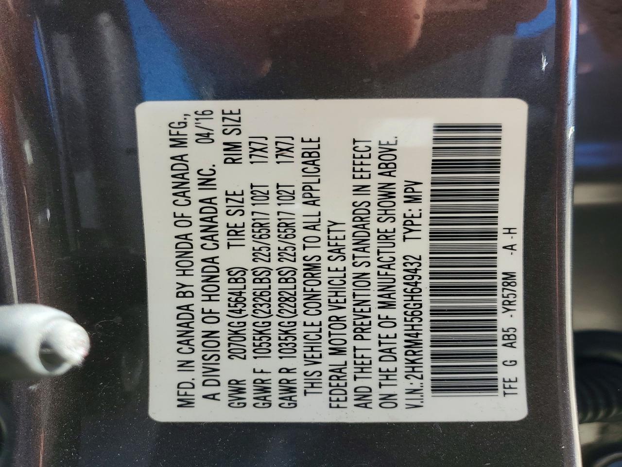 2016 Honda Cr-v ex