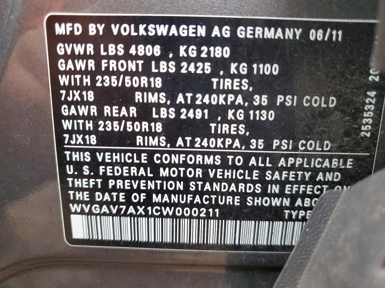 2012 Volkswagen Tiguan s
