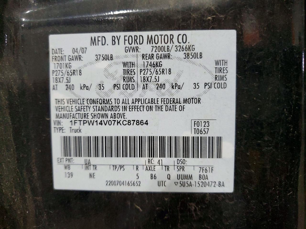 2007 Ford F150 Supercrew
