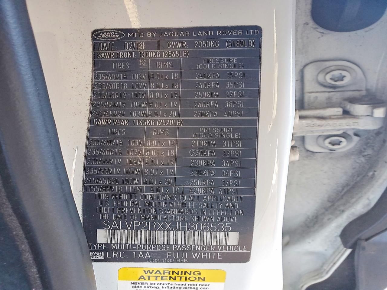 2018 Land Rover Range Rover Evoque se