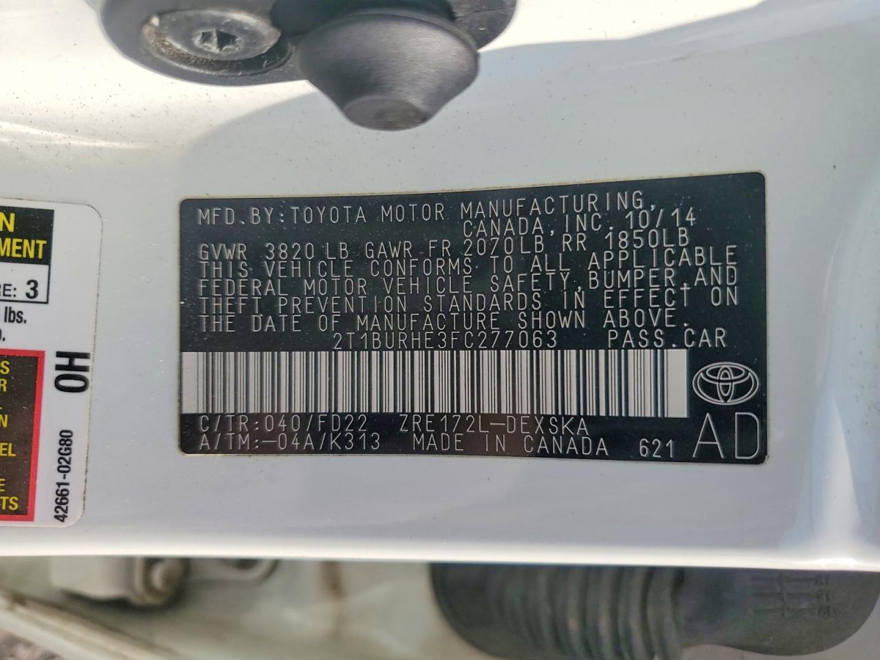 2015 Toyota Corolla l