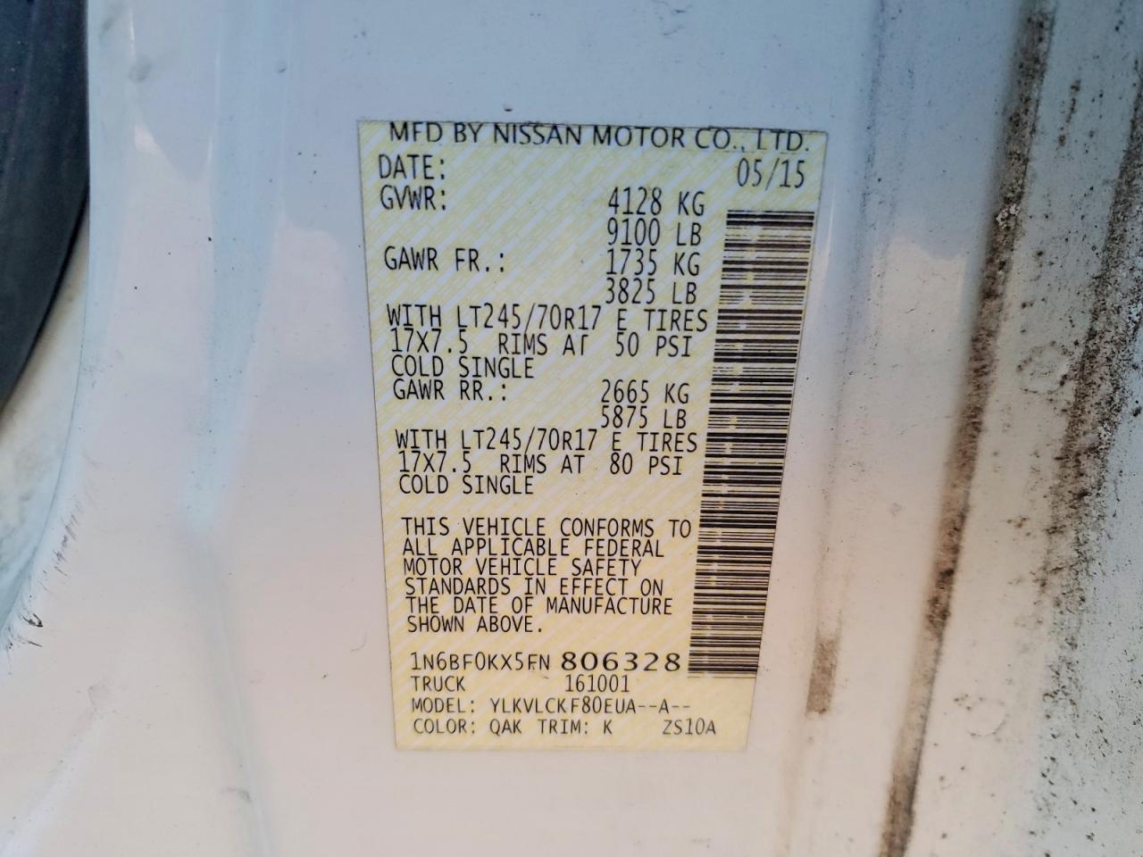 2015 Nissan NV 2500 HD S