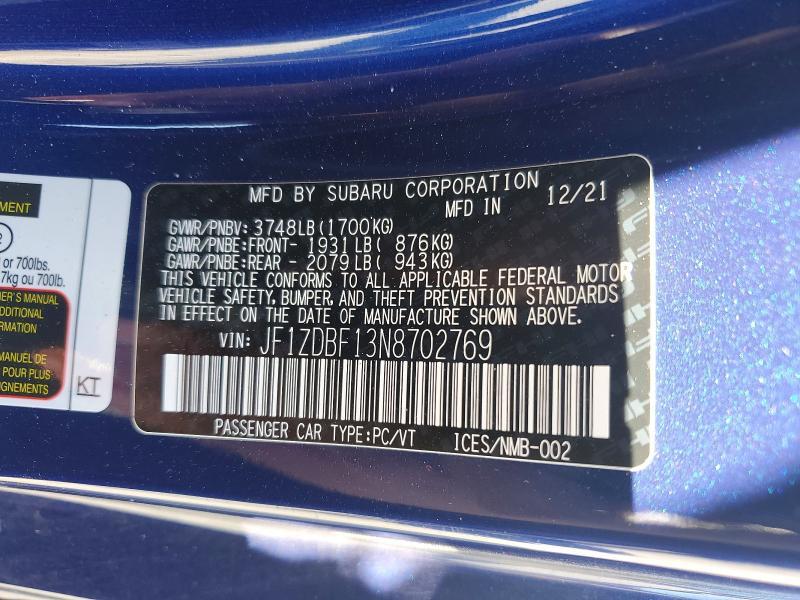 2022 Subaru Brz Limited