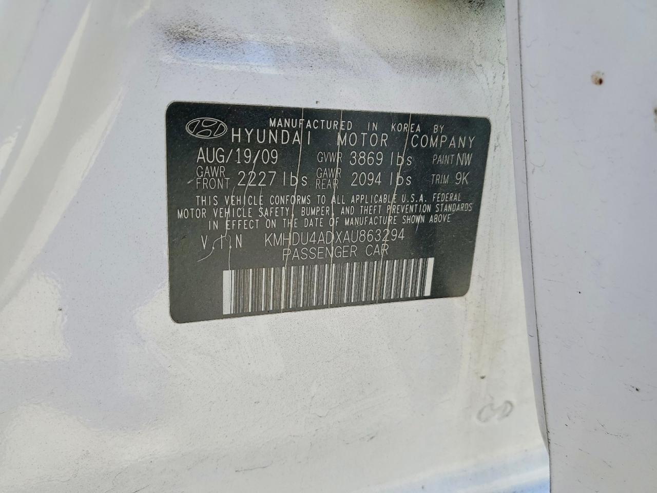 2010 Hyundai Elantra Blue