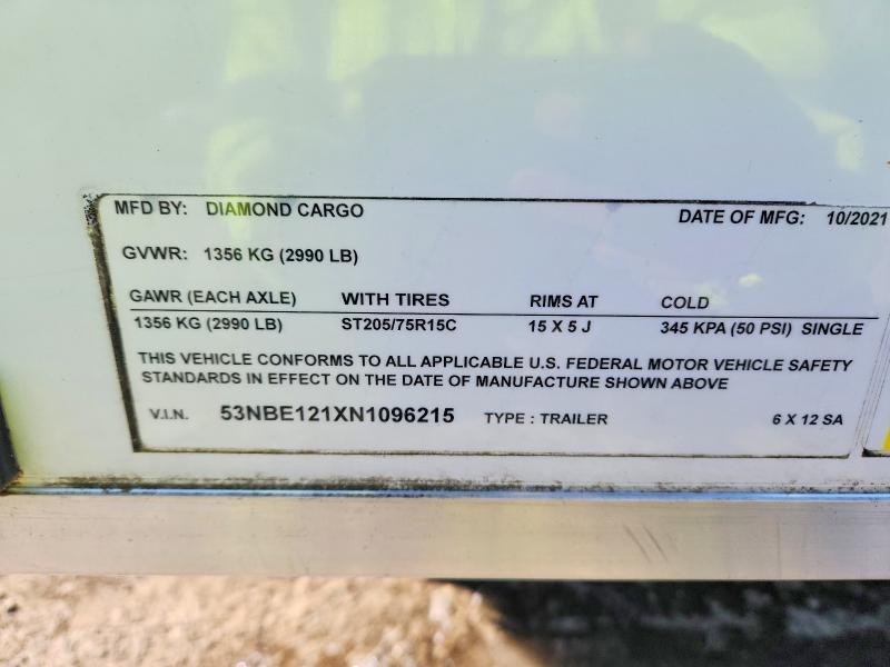 2022 Diamond Cargo 6x12 sa Enclosed Cargo Trailer