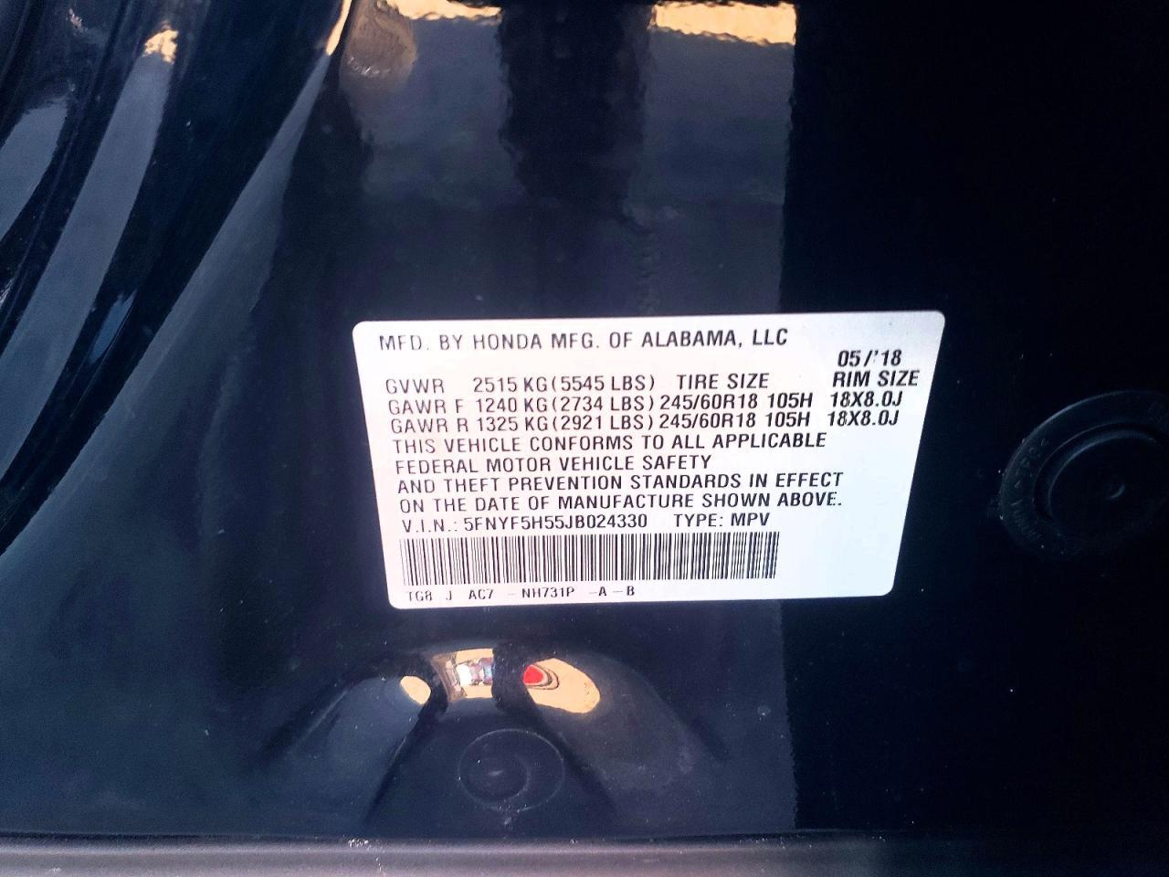 2018 Honda Pilot exl