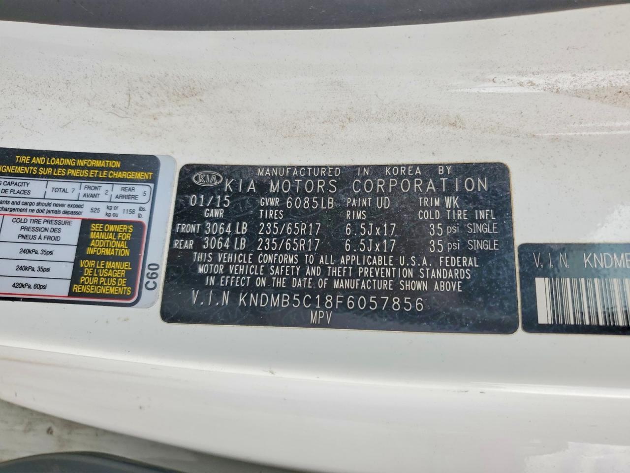 2015 KIA Sedona lx