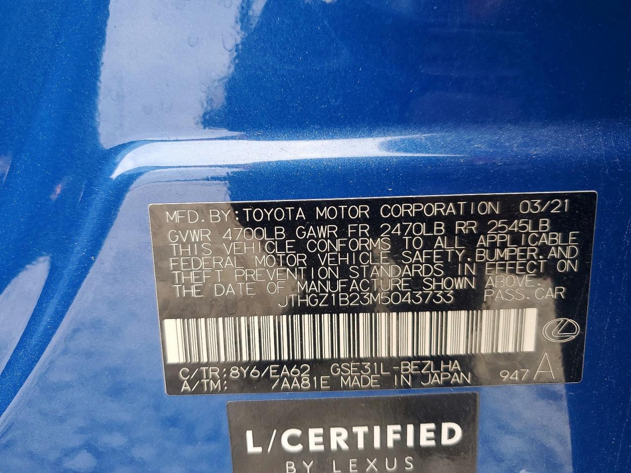 2021 Lexus Is 350 f Sport