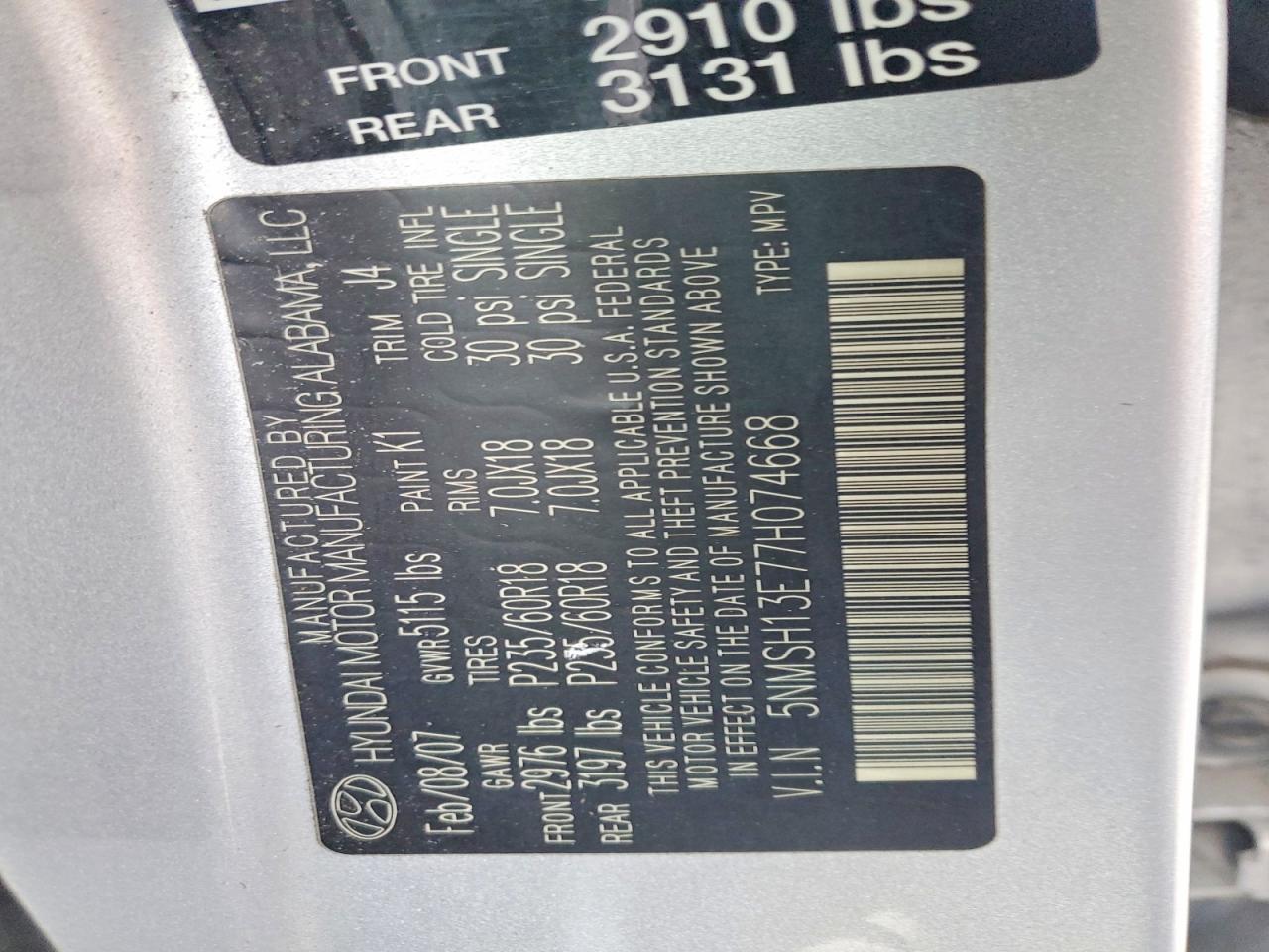 2007 Hyundai Santa fe se