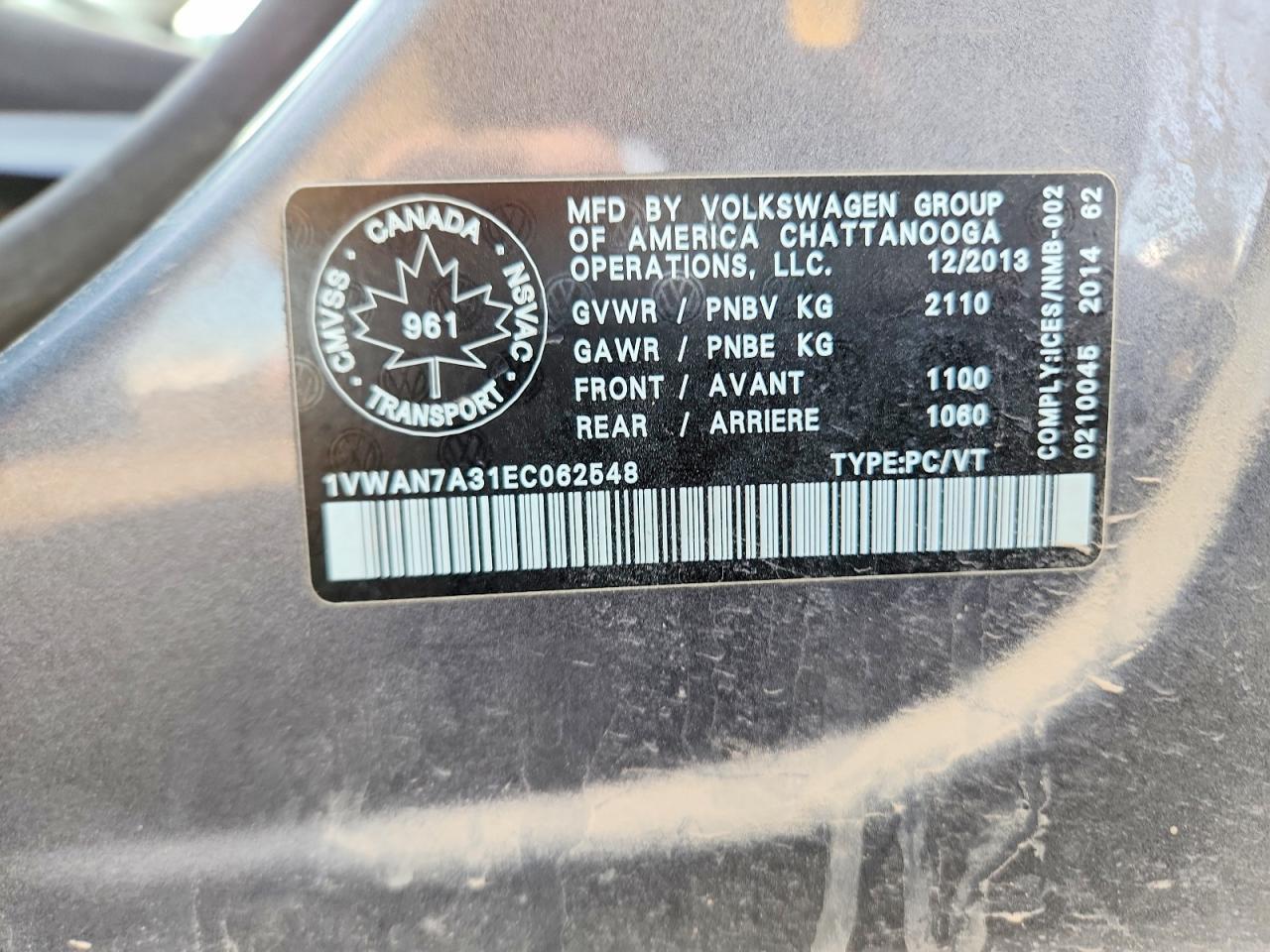 2014 Volkswagen Passat s