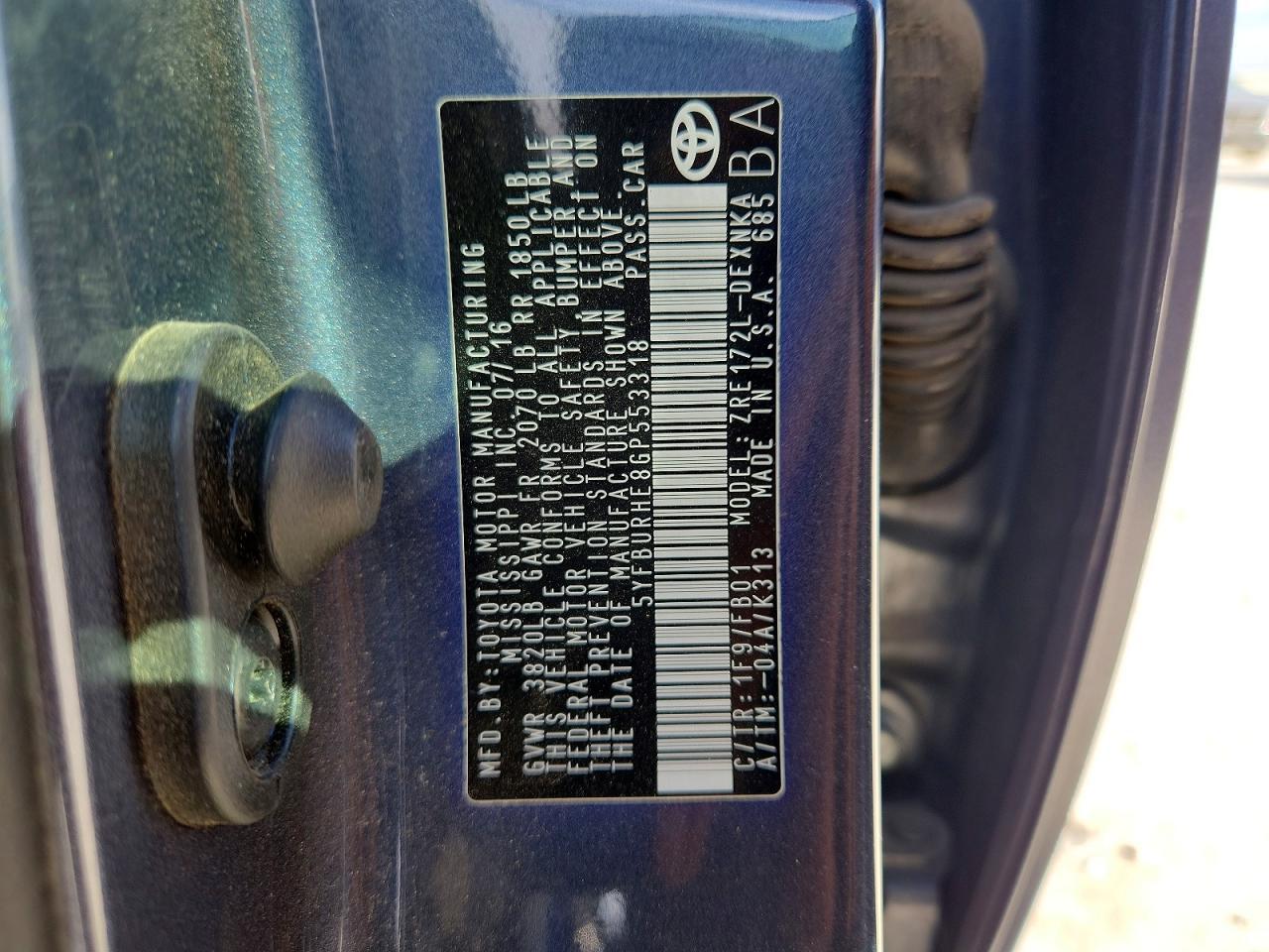 2016 Toyota Corolla l