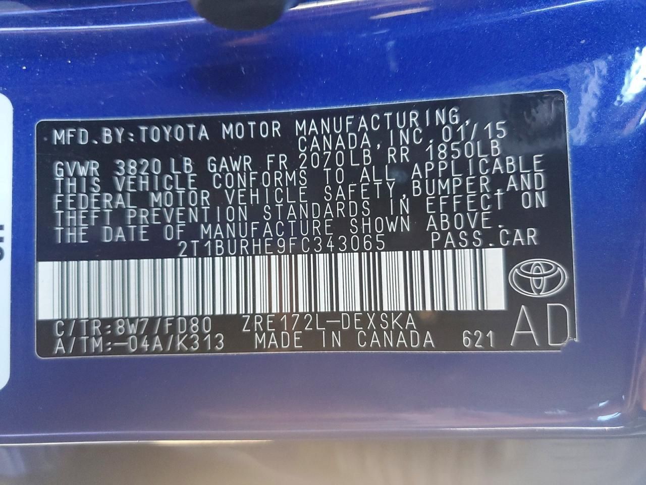 2015 Toyota Corolla l