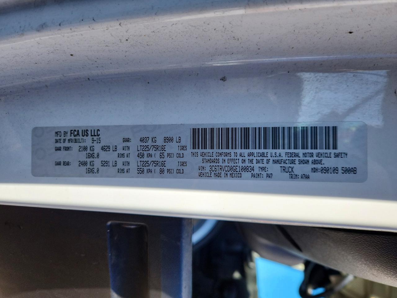 2016 Dodge RAM Promaster 2500 Utility / Service Van