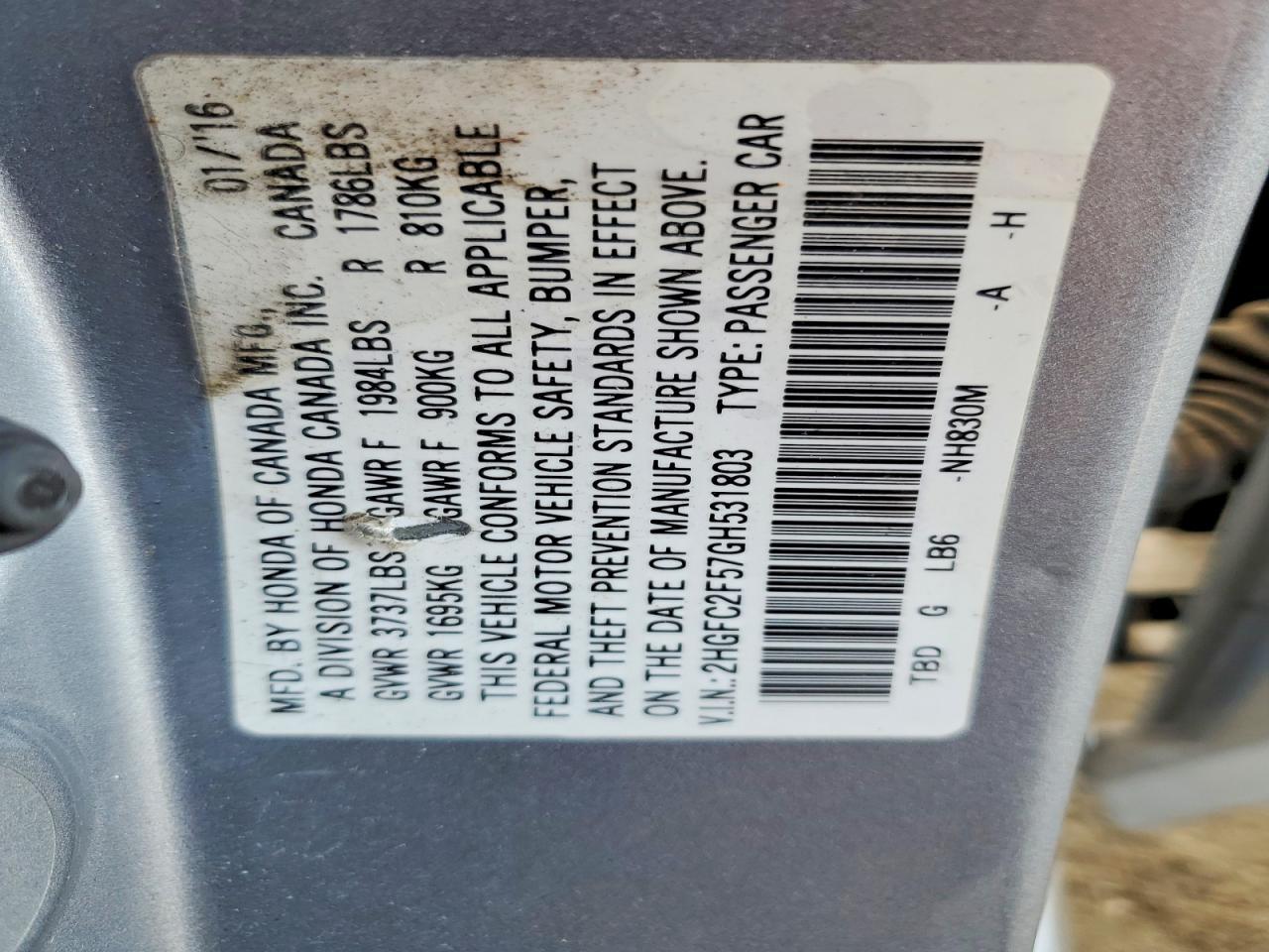 2016 Honda Civic lx