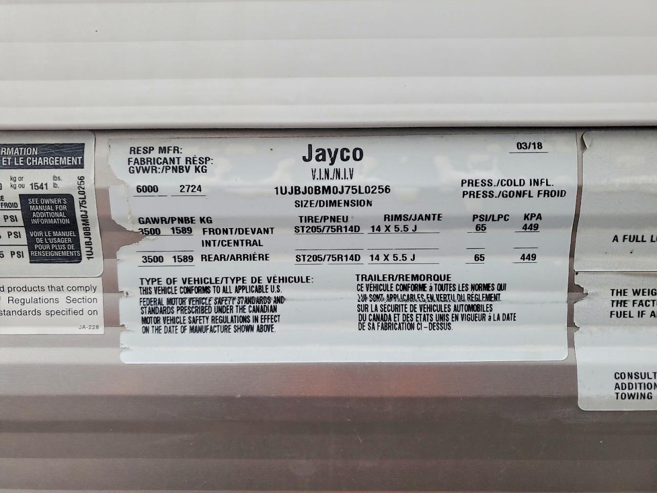 2018 Jayco 2018 Jyco Unknown