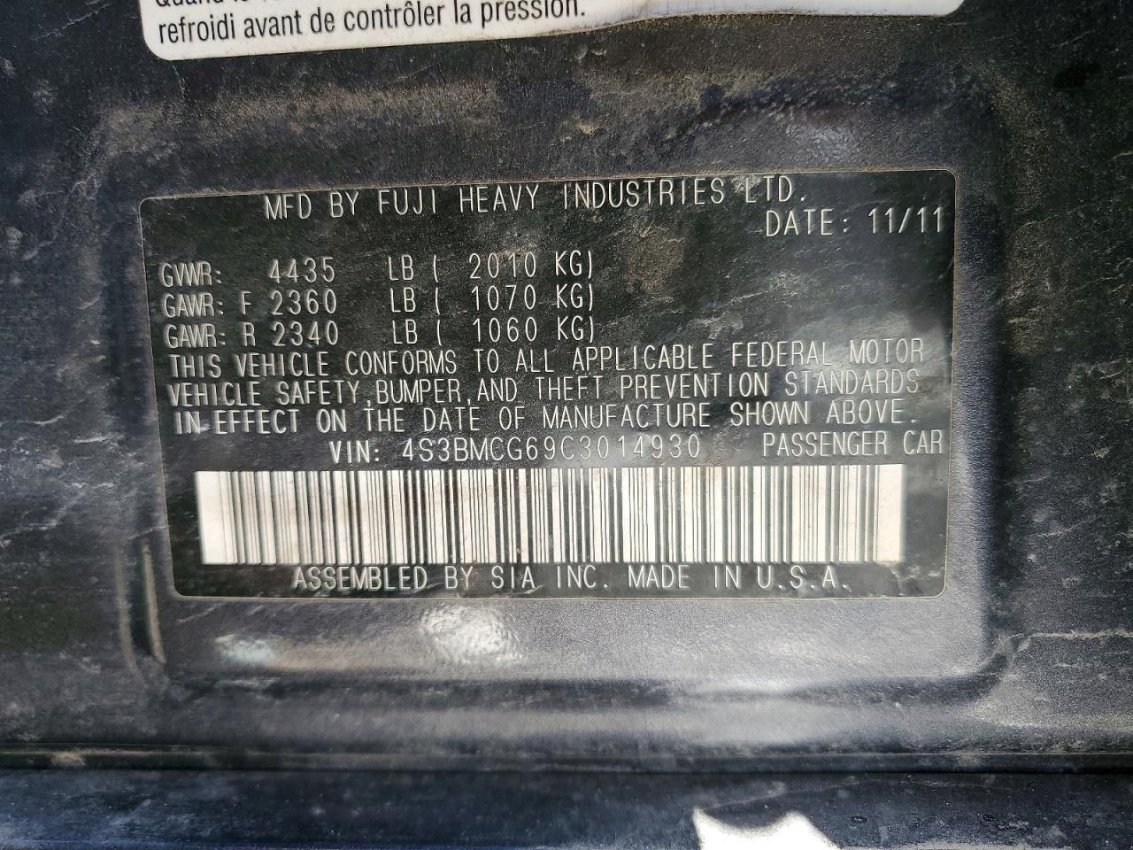 2012 Subaru Legacy 2.5i Premium