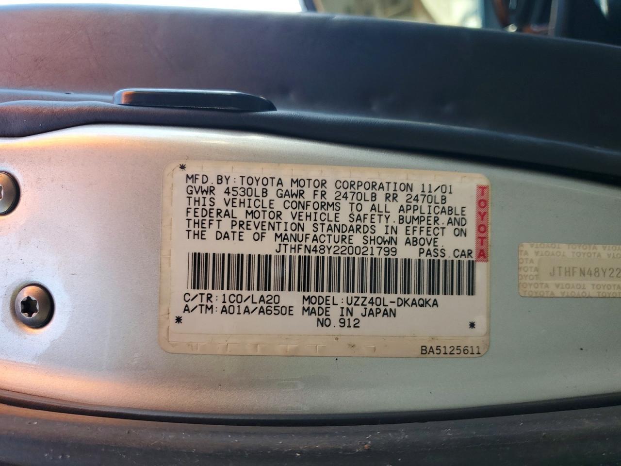 2002 Lexus Sc 430