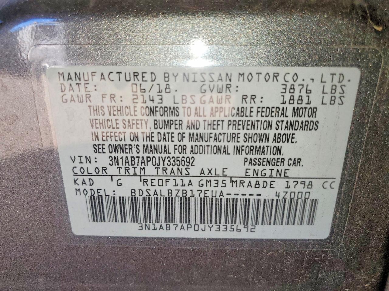 2018 Nissan Sentra s