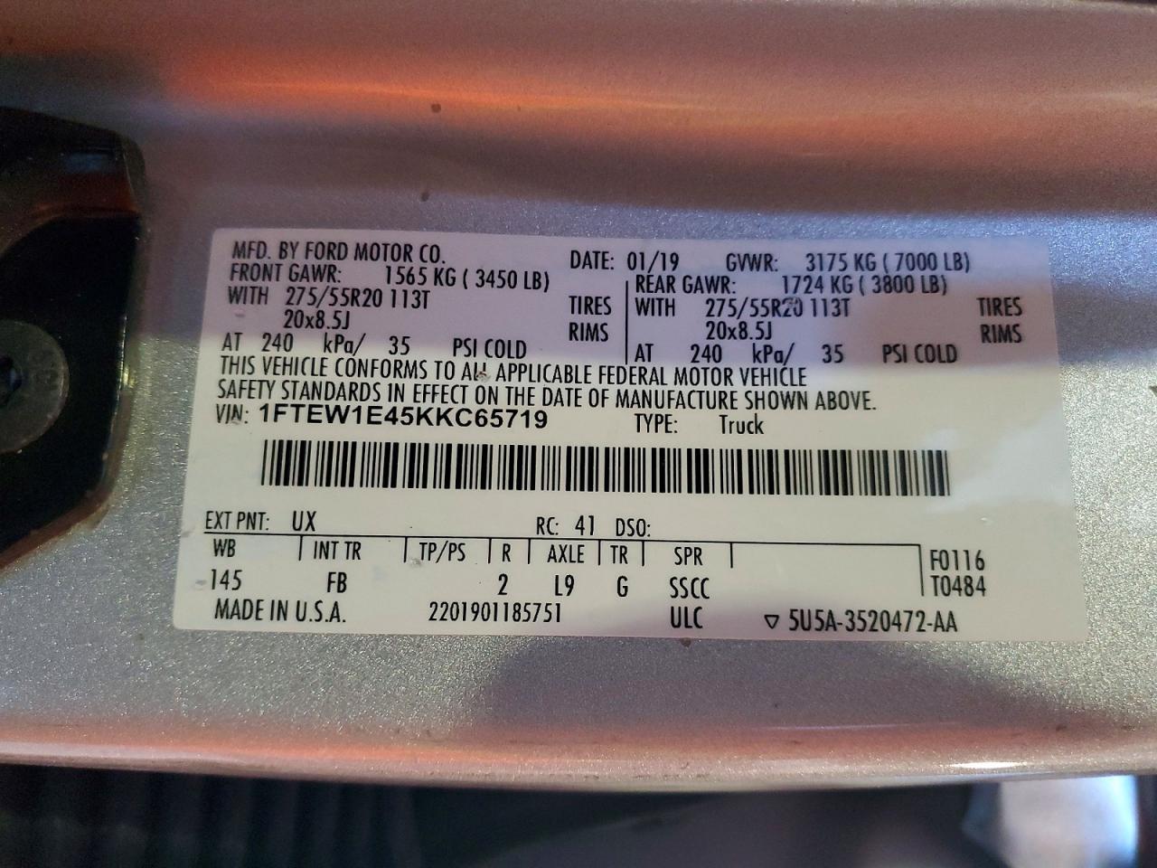 2019 Ford F150 Supercrew