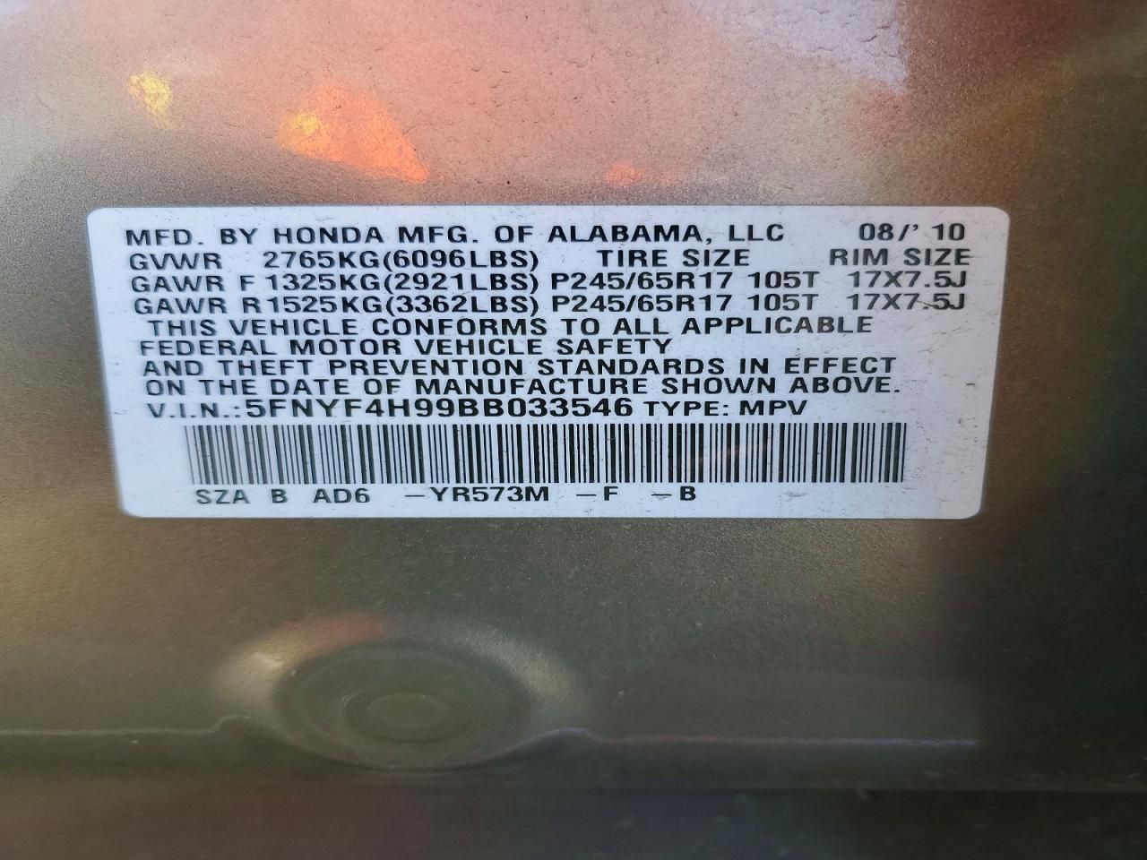 2011 Honda Pilot Touring