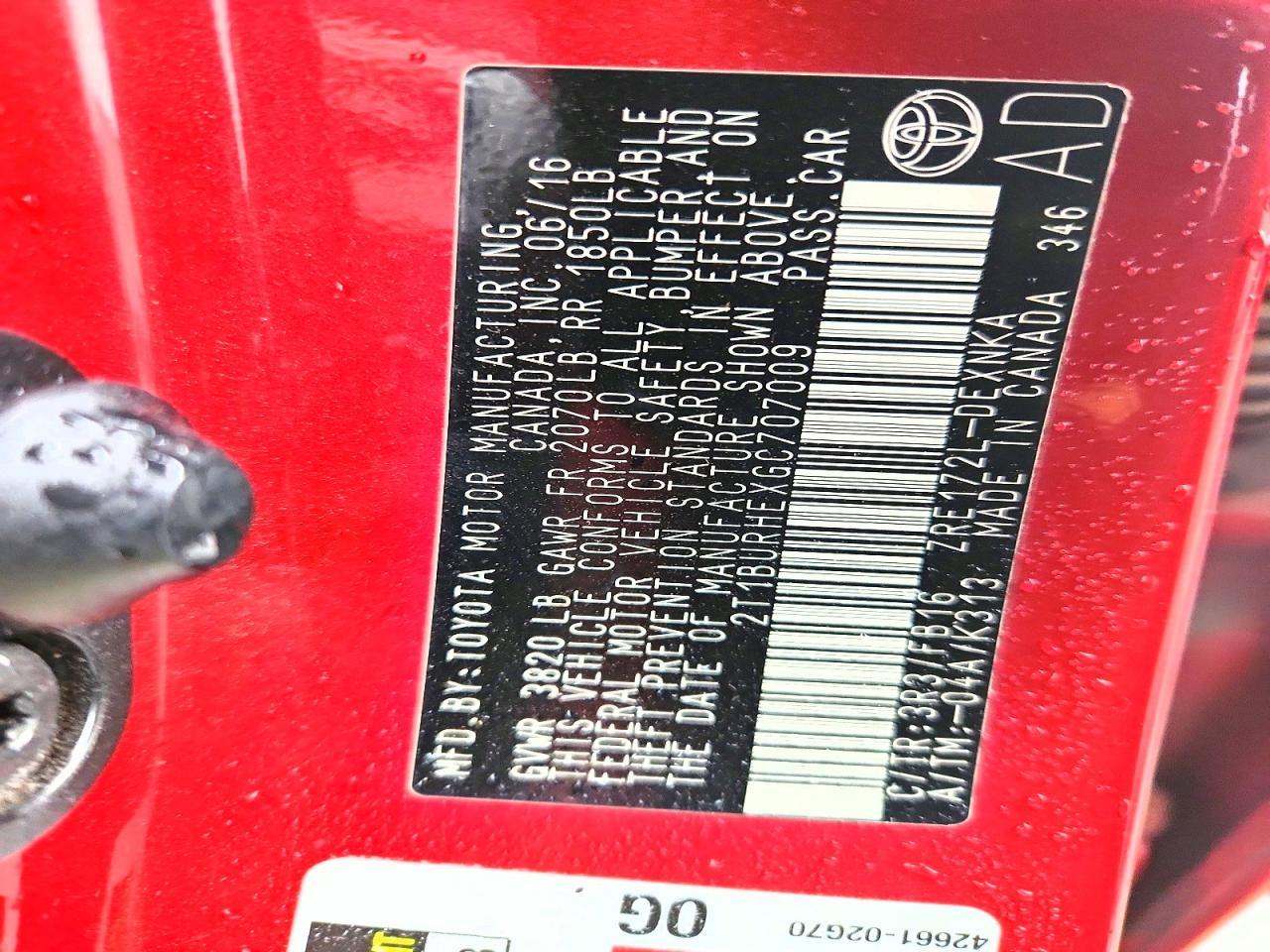 2016 Toyota Corolla le