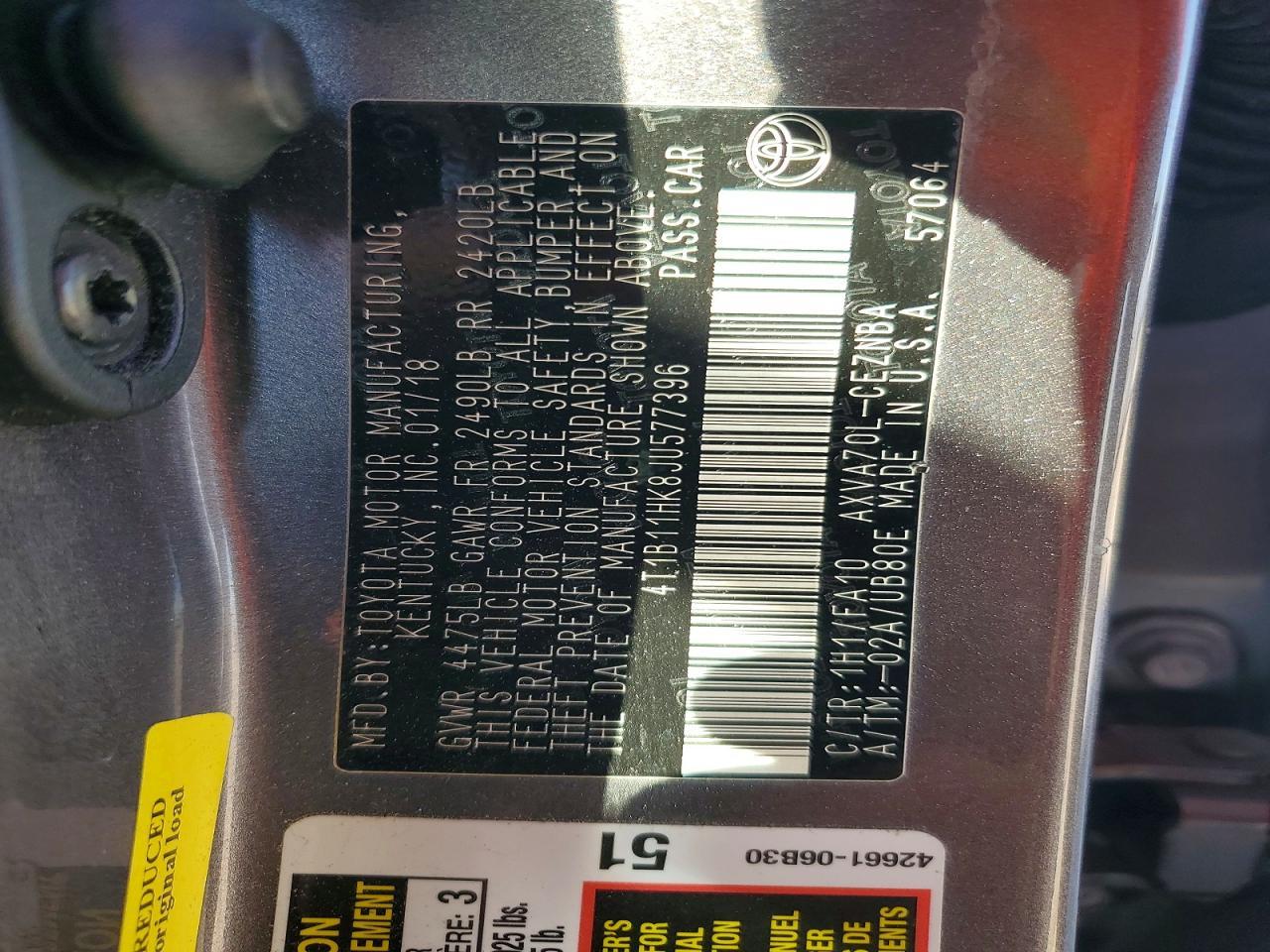 2018 Toyota Camry le