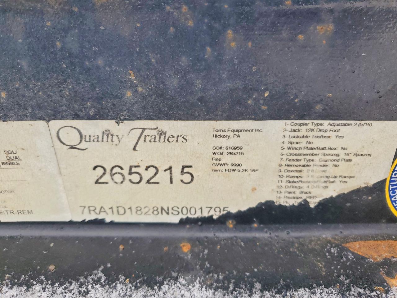 2022 Quality Equipment Trailer